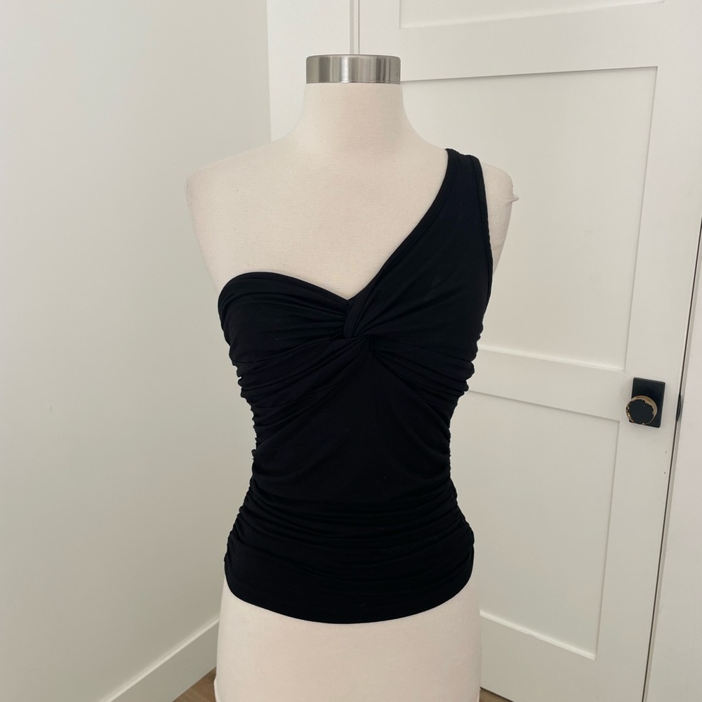 Agolde Black One-Shoulder Blouse